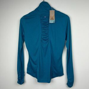 Prana Shirt Womens Small Teal Blue Taryn Top Long Sleeve Wool Blend Ladies